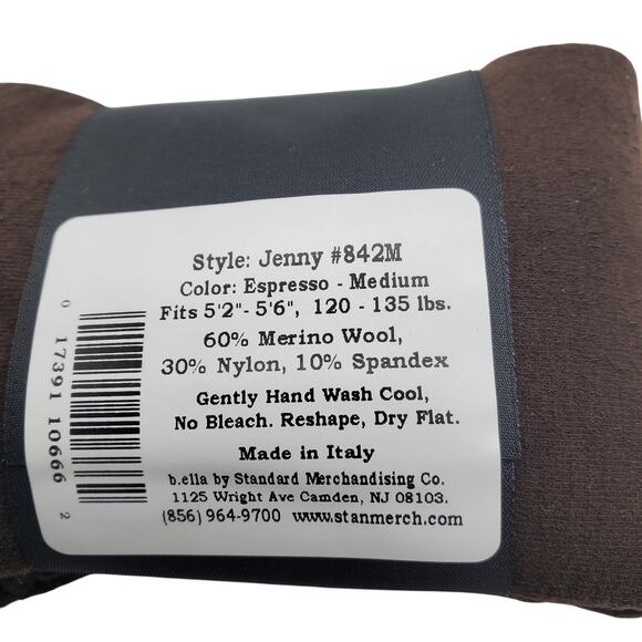 Merino Wool Tight Espresso Brown MEDIUM B.ella Jenny Italian Luxury NWT Hosiery - Picture 4 of 5